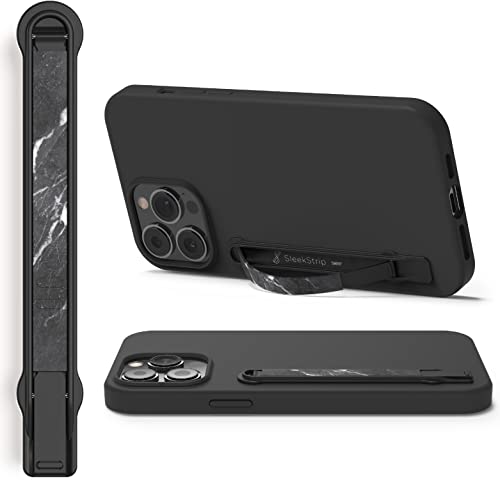 SleekStrip SleekGrip-Premium Ultra Thin Phone Grip Stand,Slim Metal Finger Loop Ring Hand Holder Strap Cell Phone Grips for iPhone 16 Pro Max,17,Android,Case Back - Gunmetal x Black Marble - color: Gunmetal x Black Marble