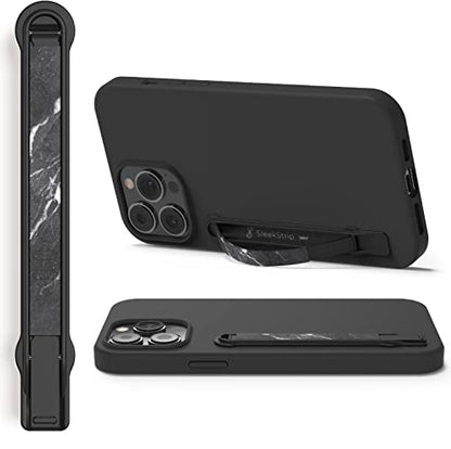 SleekStrip SleekGrip-Premium Ultra Thin Phone Grip Stand,Slim Metal Finger Loop Ring Hand Holder Strap Cell Phone Grips for iPhone 16 Pro Max,17,Android,Case Back - Gunmetal x Black Marble - color: Gunmetal x Black Marble