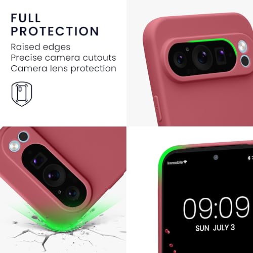 kwmobile Case Compatible with Google Pixel 9 Pro XL Case - Protective Slim TPU Phone Cover - Soft Matte Finish - Dark Rose - color: Dark Rose