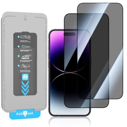 KUZOOM 2Pack Privacy Tempered Glass Screen Protector for iPhone 14 Pro Max - color: Black 14Pro Max