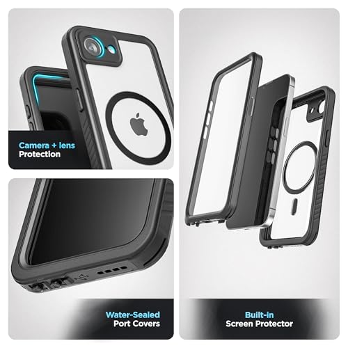 Encased Waterproof Belt Case for iPhone 16e / iPhone 17e (6.1") with Phone Holster Clip (Military Grade) Shockproof, Full Body Cover with Built-in Screen Protector and Port Covers - size: iPhone 16e/17e