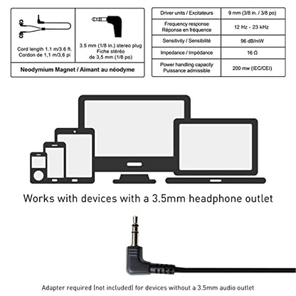 Panasonic ErgoFit Wired Earbuds with 3.5mm Jack, in-Ear Headphones, Crystal-Clear Sound, Ergonomic Fit (S/M/L), for Phones & Laptops, RP-HJE120-KA, Matte Black (Pack of 10) - color: Matte Black, size: S/M/L (Pack of 10), style: No Mic