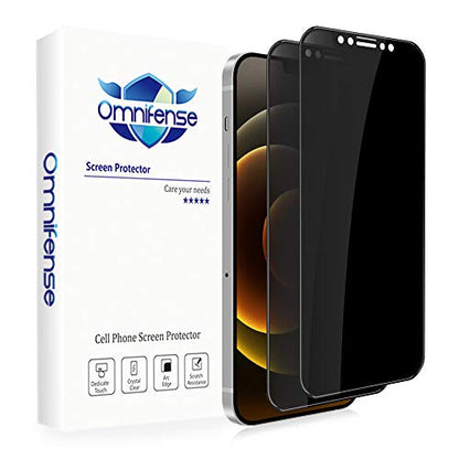 4 Way 360° Privacy Tempered Glass Screen Protector Designed for iPhone 12 / iPhone 12 Pro [6.1" ] (2020), Horizontal and Vertical Anti Spy 9H Scratch Resistant Case Friendly, 2 Pack