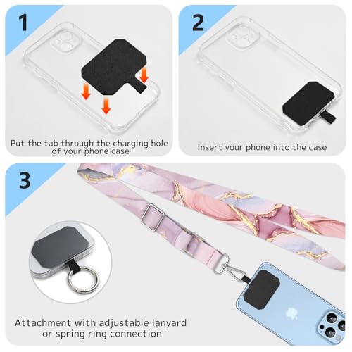 2 Pack Phone Lanyard Cell Phone Lanyard Crossbody Adjustable Phone Strap for Use Around the Neck Cell Phone Lanyard - color: Marble Stripe