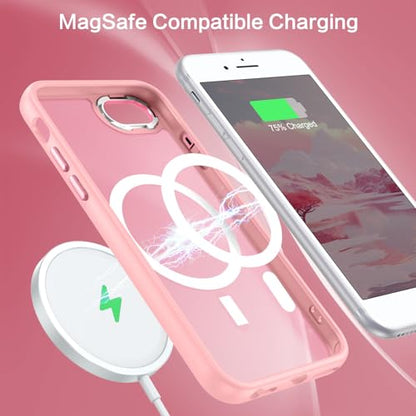 DUEDUE for iPhone 8 Plus Case, iPhone 7 Plus Case Magnetic[Compatible with Magsafe], Translucent Matte Back Protective Cover Shockproof Phone Case for iPhone 7 Plus/8 Plus, Pink - color: Pink