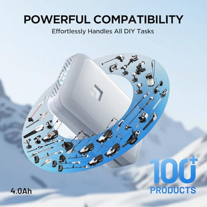 LiTHELi Portable Charger 2 * 2.0Ah Lithium Batteries 45W Max Power Bank, Suit for All U20 Power Tools and Outdoor Power Equipment(2 Packs) - color: WHITE-SE-2.0-DOUBLE