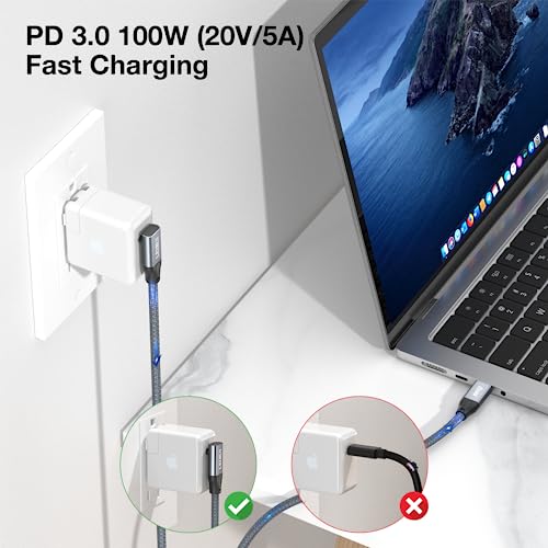 Down Angle USB C Data Cable, 20Gbps 90 Degree Angled USB C 3.2 Gen2x2 Cable, 4K@144 Video Cable, 100W PD Fast Charging Cable for iPhone 17/16, Steam Deck, USB C Monitor, USB C SSD, MacBook (3.3FT) - size: 3.3 FT / 1 m Nylon, style: USB 20Gbps
