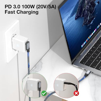 Down Angle USB C Data Cable, 20Gbps 90 Degree Angled USB C 3.2 Gen2x2 Cable, 4K@144 Video Cable, 100W PD Fast Charging Cable for iPhone 17/16, Steam Deck, USB C Monitor, USB C SSD, MacBook (3.3FT) - size: 3.3 FT / 1 m Nylon, style: USB 20Gbps