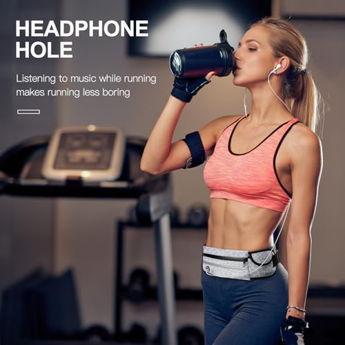 Jueachy Running Belts for Women Waterproof Fanny Pack Running Waist Pouch Phone holder Adjustable Sports Money Belt with Headphone Port - color: White Leopard