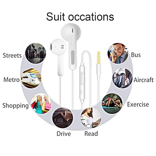 Wired Earbuds with Microphone, 3.5mm Jack In-Ear Headphones Wired Earphones - size: 2 Pack(3.5mm Jack - White)