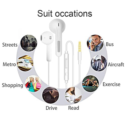 Wired Earbuds with Microphone, 3.5mm Jack In-Ear Headphones Wired Earphones - size: 2 Pack(3.5mm Jack - White)