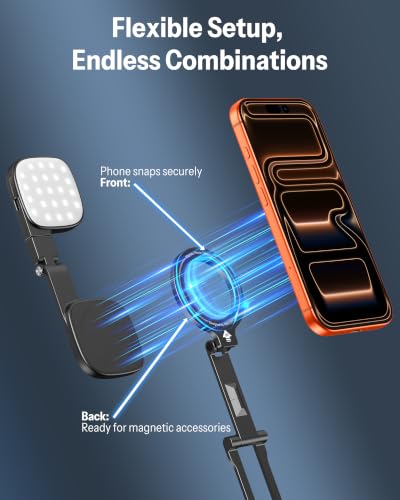 OMOTON TP02-Pro-CK Magnetic Phone Holder Kit with Fill Light & 2 Remotes - color: 8-1-Black CK