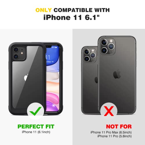 Diaclara Compatible with iPhone 11 Case, Full Body Rugged with Built-in Touch Sensitive Anti-Scratch Screen Protector, Soft TPU Bumper Case Clear Compatible with iPhone 11 6.1" (Black and Clear) - color: Black, size: iPhone 11