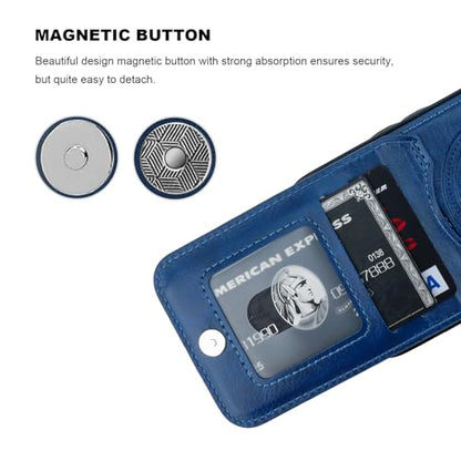 KIHUWEY for iPhone 16 Pro Wallet Case Card Holder for MagSafe, Blue | Wireless Charging, RFID, Flip PU Leather, Magnetic Clasp, Hands-Free Viewing Kickstand, Heavy Duty Protective Cover - color: Magsafe for Blue