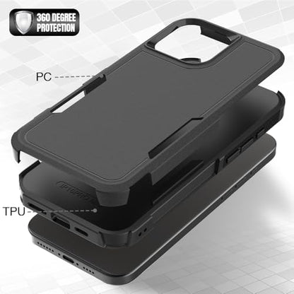 Heavy‑Duty Rugged Anti‑Drop Shockproof Protective Phone Case for iPhone 16 Pro Max, Durable Protective Shell, Black - color: Black, size: iPhone 16 Pro Max