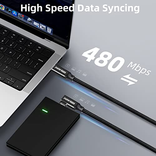240W USB C to USB C Cable 10FT,PD 3.1 Type C to C 5A Fast Charging Cable Right Angle for MacBook Pro/Air,iPad Pro/Air/Mini,iPhone15/15Pro/15Plus/15ProMax,Samsung S24/S23/S22,Surface Book2,Pixel - style: 90° Right Angle