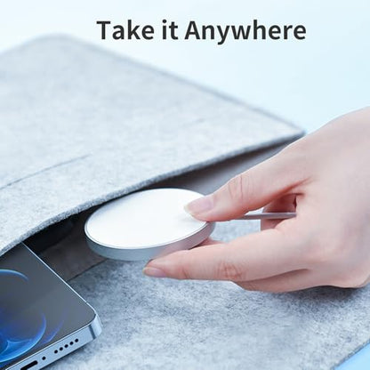 for MagSafe Charger, Magnetic Wireless Charging Pad for iPhone 17/17 Pro/17 Pro Max/Air/16 15 14 13 12 Pro Max Plus mini/AirPods 2 3 Pro, Strong Magnet, Aluminum Alloy, USB-C/A Ports(Silver) - color: Silver