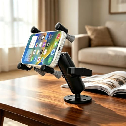 Strg Phone Mount with 7 Holes Drill-Down Round Base and Aluminum Socket Arm - size: Aluminum Alloy Round Base