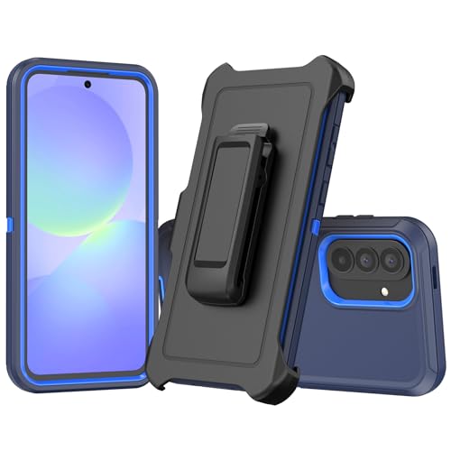 Compatible with Samsung Galaxy A37 Case, with Belt Clip Holster Heavy Duty Rugged Shockproof Full Body Protection Kickstand Cover for Samsung Galaxy A37 Phone (Blue) - color: Blue