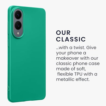 kwmobile Case Compatible with Samsung Galaxy S25 Edge Case - Soft Slim Metallic TPU Silicone Cover - Dark Metallic Green - color: dark metallic green, size: Galaxy S25 Edge