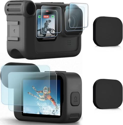 FiTSTILL [8PCS Screen Protector for Go Pro Hero 12/Hero 11/Hero 10/Hero 9 Black Fit Media Mod Ultra Tempered Glass Protective Foils Accessories Kit(NOT for Hero 13 Black) - size: For Hero 12/11/10/9 media mod