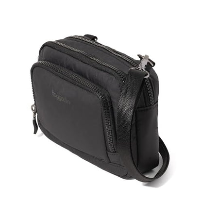 Baggallini Triple Zip with Front Wallet/Trifecta RFID Wallet Crossbody - color: Black Puff