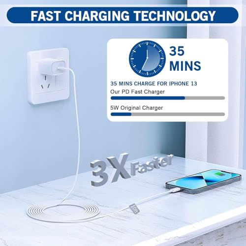 Fast iPhone Charger,i Phone 14 Charger Fast Charging Power Delivery Charger - color: White-10FT