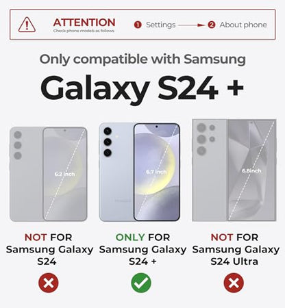 Dexnor for Samsung Galaxy S24 Plus Case with Built-in Slide Camera Cover & Screen Protector & Kickstand, Shockproof Rugged Case Full-Body Bumper Protective Cover for Galaxy S24 Plus (2024),Army Green | 2 Front Frames , Built-in Screen Protector & Kickstan