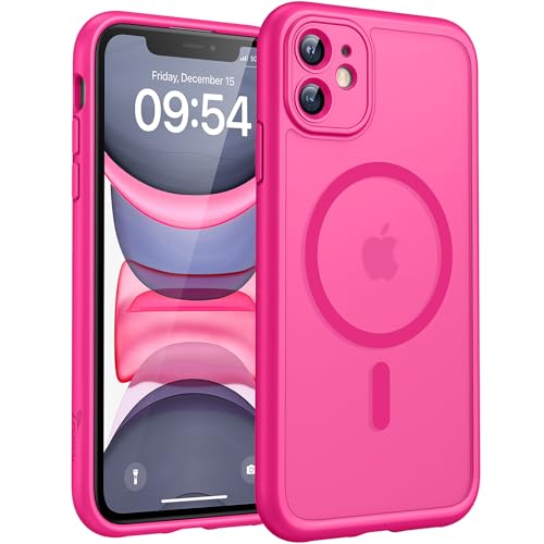 TOCOL for iPhone 11 Case, Compatible with Magsafe, Full Camera Protection, Built-in Magnets, Drop Protection, Translucent Matte Phone Case for iPhone 11 6.1 inch (Hot Pink) - color: Hot Pink, size: Iphone 11