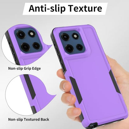 for Moto G Stylus 2025/2026 Case: Dual Layer Protective Heavy Duty Cell Phone Cover Shockproof Rugged with Screen Protector - Military Protection Bumper Tough - for G Stylus 2025/2026, Purple - color: Purple (PC) + Black (TPU)