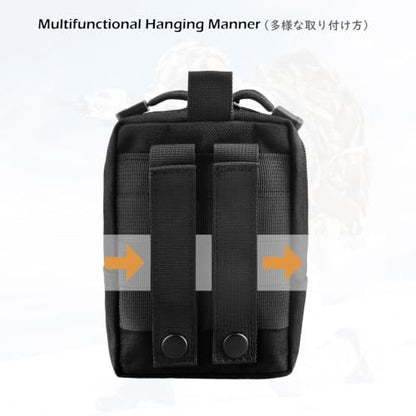 TRIWONDER Tactical Cigarette Pouch Molle Small Military Bag Battery Cigarette Case EDC Utility Card Holder Lighter Slot Mini Cigar Waist Pack - color: 05 Black
