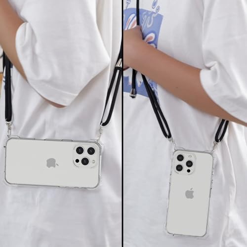 for iPhone 16 Pro Max Crystal Clear Case with Detachable Adjustable Crossbody Strap, Slim Fit Shockproof Protective Phone Case with Anti-Lost Shoulder Neck Lanyard 6.9" 2024 - size: iPhone 16 Pro Max