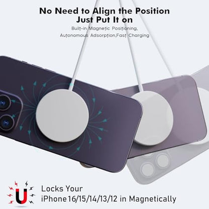 Magnetic Wireless Charger Fast Apple Mag-Safe Charger for iPhone 16 Pro Max/16 Pro/iPhone 15Pro Max/15 Plus/14/13/12/AirPods 3/2/Pro/Pro 2 Magnet Charging Pad Mag Safe Chargerwith Dual Charging Ports - size: 6FT