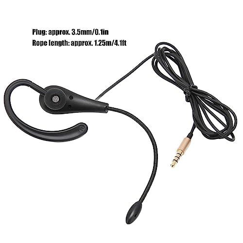 ASHATA Call Center Headset, Single Sided Ear Hook, 3.5mm, Noise Canceling Mic, for Cell Phones, PC, Laptop, Skype