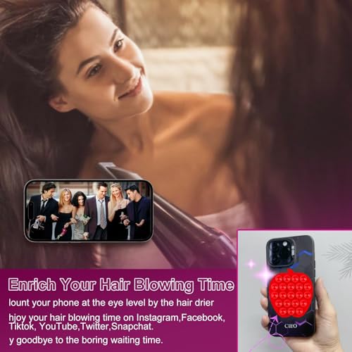 CIEO SuctionPhone Grip, Strong Silicone Suction,Strawberry Sticky Grip,Suitable for Selfies and Videos on Mirrors, Bathrooms and Smooth Surfaces, Compatible with iPhone (Red) - color: Red