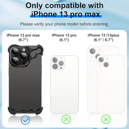 Frameless Phone Case Crafted for iPhone 13 Pro Max Black - color: Aluminum Black, size: iPhone 13 Pro Max
