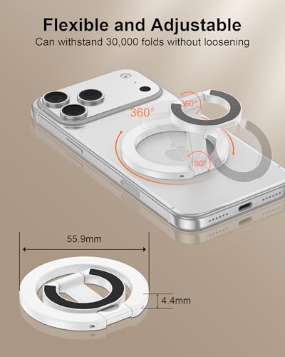 Magnetic Phone Ring Holder for iPhone 17 Pro Max/17Pro/Air/17/16 Pro/15/14 - color: White