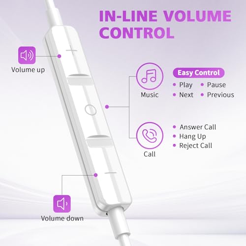 USB C Earbuds for iPhone 18 Pro Max Duo 17 Air 16 15 Plus/iPad, Purple - color: Purple