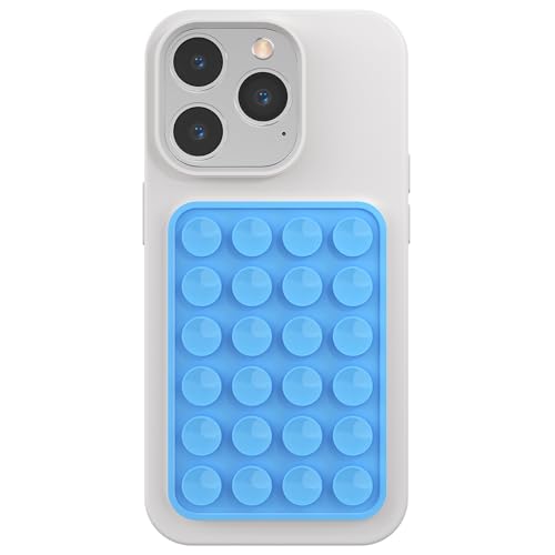 Silicone Phone Sticky Grip, Suction Phone Case Mount for iPhone and Android, Hands-Free Sticky Cell Phone Grip, Mobile Fidget Mirror Holder for Selfies and Videos - color: Sky Whisper（Light blue）