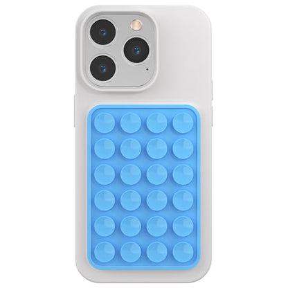 Silicone Phone Sticky Grip, Suction Phone Case Mount for iPhone and Android, Hands-Free Sticky Cell Phone Grip, Mobile Fidget Mirror Holder for Selfies and Videos - color: Sky Whisper（Light blue）