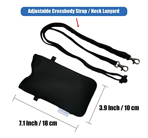 Tainada Neoprene Neck Cell Phone Sleeve Pouch w/Crossbody Strap (Black) | For Men/Women; lightweight cellphone pouch case; Compatible with iPhone 17/16 Pro Max, 16e, 16/15 Plus; Samsung S26/S25, A57 - color: Black