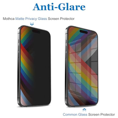 Mothca Matte Privacy Screen Protector for iPhone 17 / iPhone 16 Pro [6.3 inch] with Easy Installation Tool, Anti Spy Anti Glare Full Coverage Tempered Glass, Anti-Fingerprint, Smooth as Silk - size: iPhone 16 Pro/17-6.3 Inch