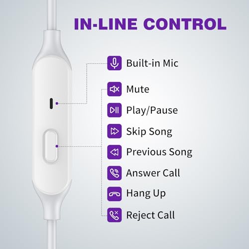 ASKUBSKU 3.5mm Headphones Wired Earbuds for Chromebook Laptop PC, Purple - color: Purple