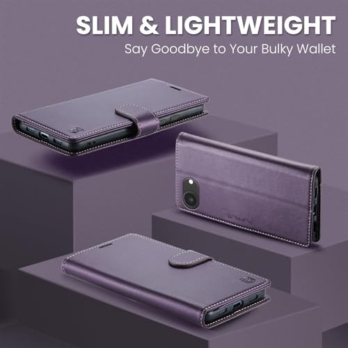 FLIPALM Card Holder Wallet Case for iphone 17e, Purple | Card Holder, RFID Blocking, PU Leather Folio Flip, Kickstand, Protective Shockproof Cover - color: Purple