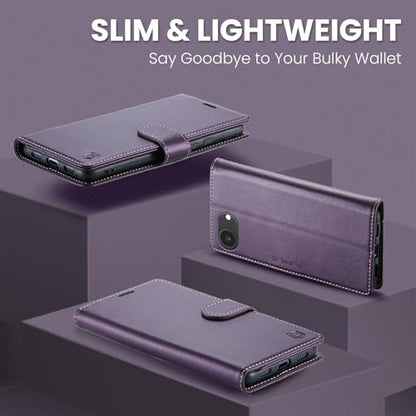 FLIPALM Card Holder Wallet Case for iphone 17e, Purple | Card Holder, RFID Blocking, PU Leather Folio Flip, Kickstand, Protective Shockproof Cover - color: Purple