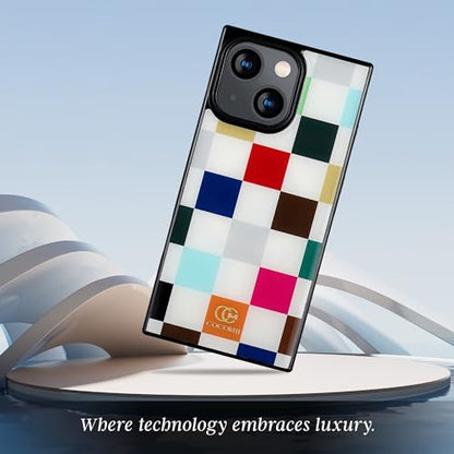 COCOMII Rectangle for iPhone 14/iPhone 13 Case, Le Carré de Luxe Checkered | Compatible with MagSafe Wireless Charging, Shockproof 10ft Drop Protection, Camera & Screen Protection, Premium Glossy Finish - color: Le Carré de Luxe Checkered, size: iPhone 14