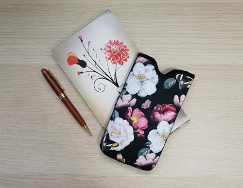 Tainada Neck Cellphone Sleeve Carrier w/Belt Loop (Black Floral Butterfly) - color: Black Floral Butterfly