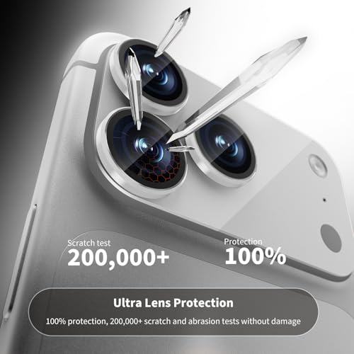 Camera Lens Protector for iPhone 17 Pro Max, 9H Tempered Glass Rear Camera Screen Cover, Military Grade Shatterproof Anti-scratch HD Lens Protectors, Ultra-thin Metal Tempered Glass, Case Friendly