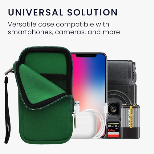 kwmobile Universal Phone Pouch Size XL - 6.7/6.8" - Neoprene Smartphone Pouch with Zip - Water-Repellent Mobile Phone Case - Sleeve in Moss Green - color: moss green, size: XL - 6.7/6.8"