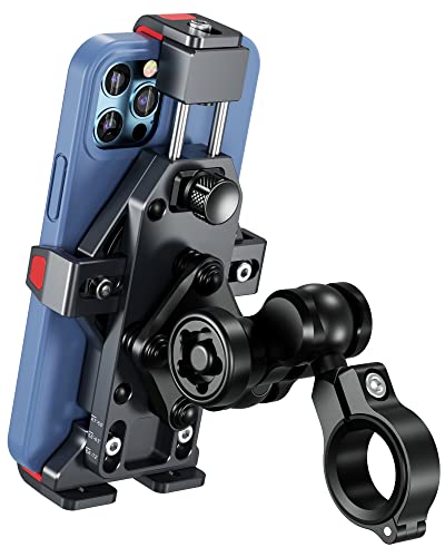 BRCOVAN Anti-Theft Aluminum Alloy Motorcycle Phone Mount Holder - color: BLACK